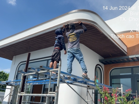 Công trình thi công tấm ốp nhựa ngoài trời - Chơn Thành - Bình Phước